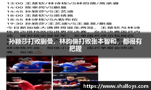 孙颖莎打败蒯曼，林昀儒打败张本智和，都很有把握